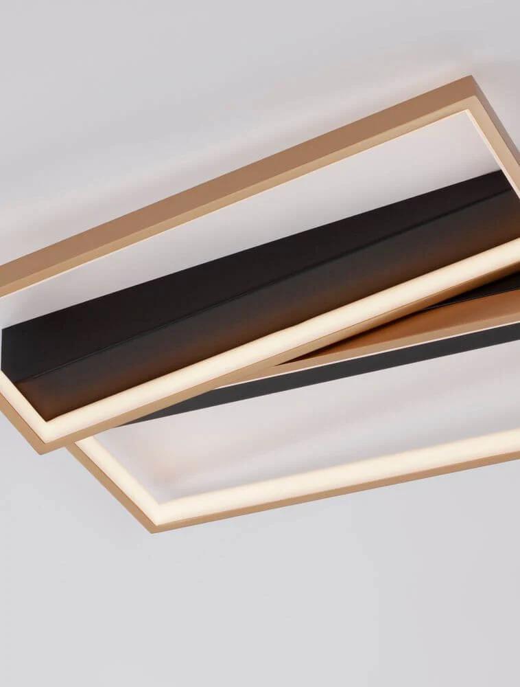 Elize LED Deckenleuchte Rechteckig 2-flammig 3000K Schwarz, Gold
