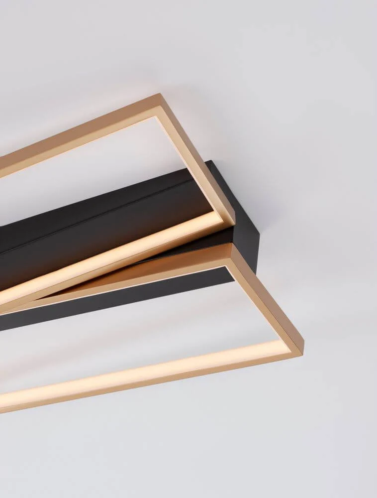 Elize LED Deckenleuchte Rechteckig 2-flammig 3000K Schwarz, Gold
