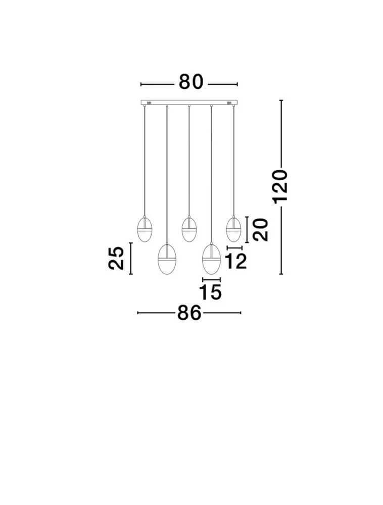 Egna Pendelleuchte 5-flammig Balken 3000K Gold
