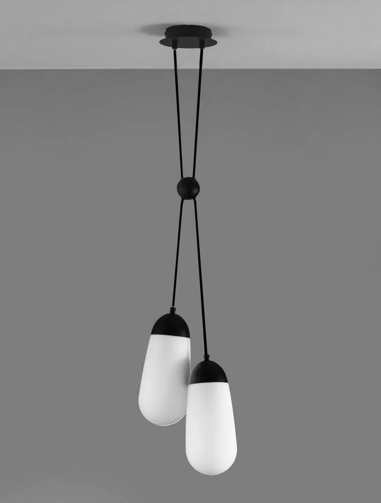 Blaky Pendelleuchte 2-flammig Ø 25,2cm Schwarz, Weiß