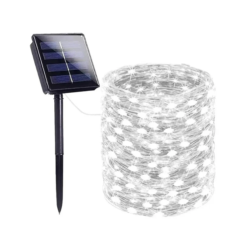 Solar LED Lichtsnoer 30m Tuinverlichting Waterdicht Buitenverlichting 8 Lichtmodi Sfeervol Tuinsfeer Terras | Sansoti