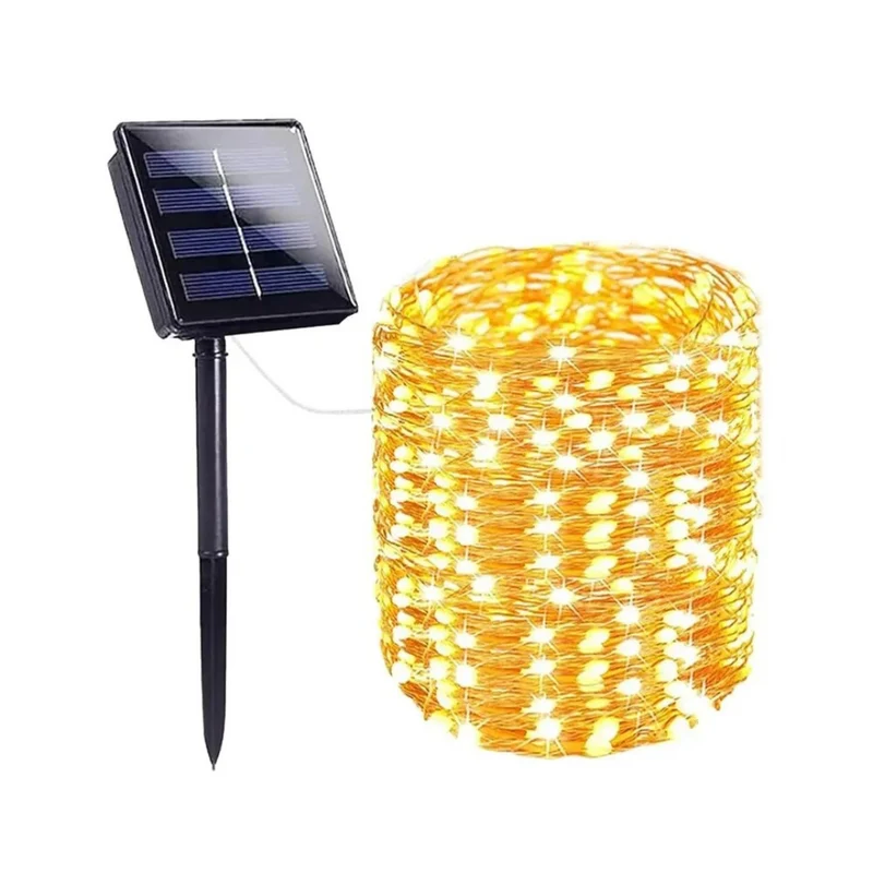 Solar LED Lichtsnoer 30m Tuinverlichting Waterdicht Buitenverlichting 8 Lichtmodi Sfeervol Tuinsfeer Terras | Sansoti