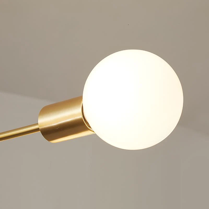 Moderne sputnik kroonluchter met 6 armen in messing – minimalistische design hanglamp zonder glazen kap | Sansoti