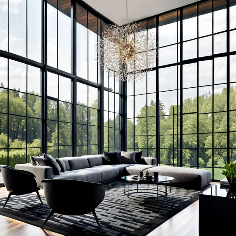 Grote sputnik kroonluchter met vuurwerk design en kristal effect in messing of chroom – luxe hanglamp 100 cm | Sansoti