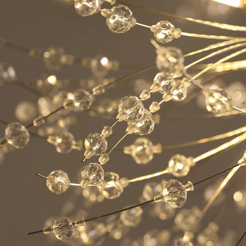 Grote sputnik kroonluchter met vuurwerk design en kristal effect in messing of chroom – luxe hanglamp 100 cm | Sansoti