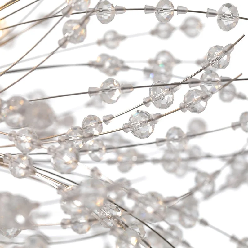 Grote sputnik kroonluchter met vuurwerk design en kristal effect in messing of chroom – luxe hanglamp 100 cm | Sansoti