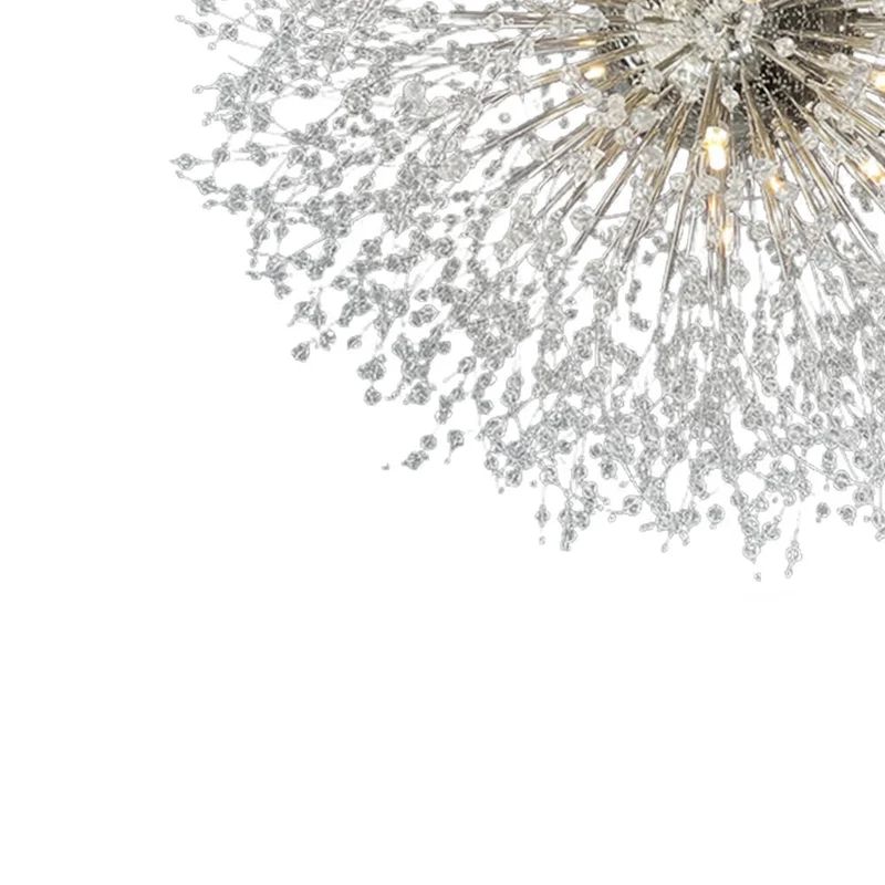 Grote sputnik kroonluchter met vuurwerk design en kristal effect in messing of chroom – luxe hanglamp 100 cm | Sansoti