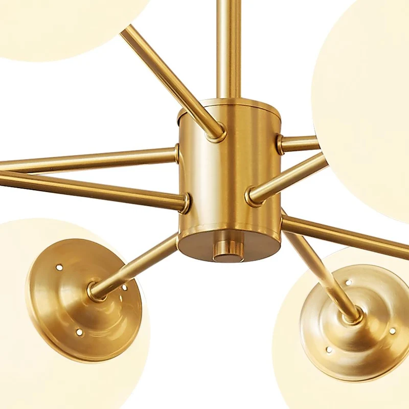 Moderne sputnik kroonluchter met opaal glazen bollen in goud of zwart – dimbare design hanglamp 6 8 of 12 lichtpunten | Sansoti