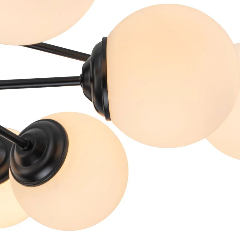 Moderne sputnik kroonluchter met opaal glazen bollen in goud of zwart – dimbare design hanglamp 6 8 of 12 lichtpunten | Sansoti