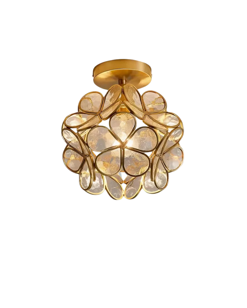 Moderne plafondlamp met bloemdesign in acryl en goudkleurig ijzer – luxe LED designlamp 20 cm | Sansoti