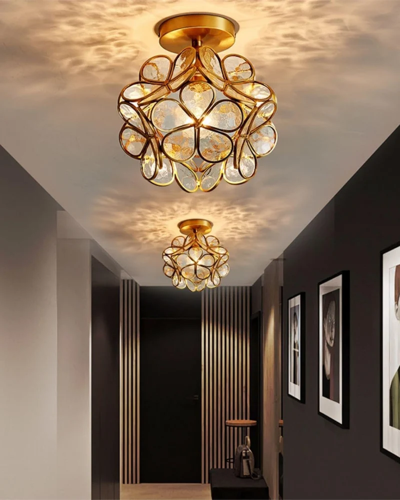 Moderne plafondlamp met bloemdesign in acryl en goudkleurig ijzer – luxe LED designlamp 20 cm | Sansoti