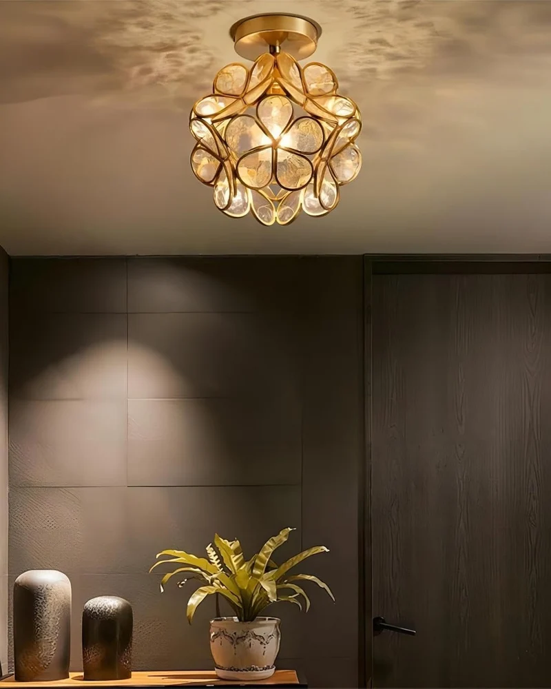Moderne plafondlamp met bloemdesign in acryl en goudkleurig ijzer – luxe LED designlamp 20 cm | Sansoti