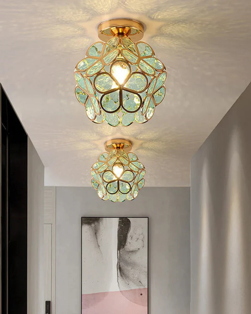 Moderne plafondlamp met bloemdesign in acryl en goudkleurig ijzer – luxe LED designlamp 20 cm | Sansoti