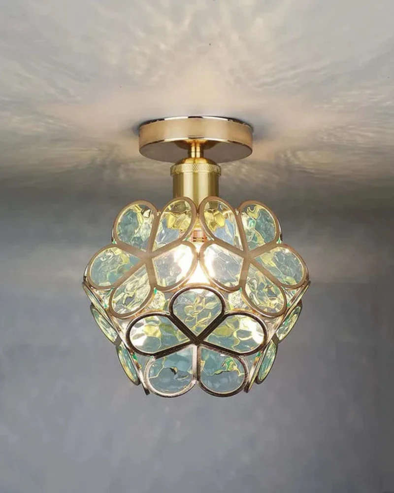 Moderne plafondlamp met bloemdesign in acryl en goudkleurig ijzer – luxe LED designlamp 20 cm | Sansoti