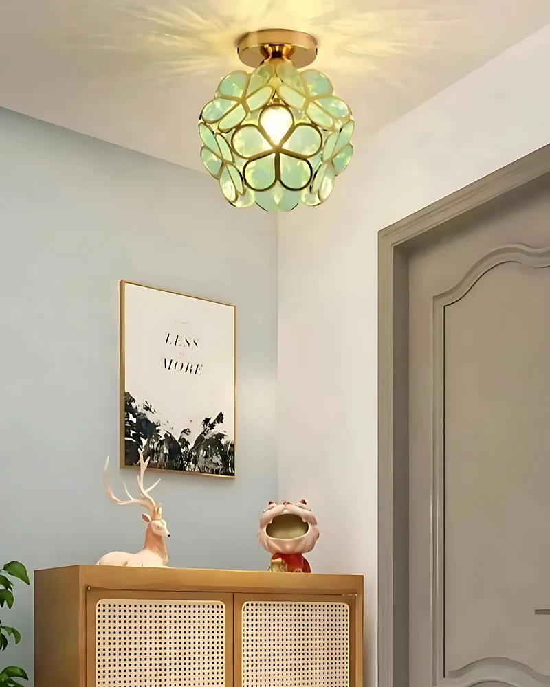 Moderne plafondlamp met bloemdesign in acryl en goudkleurig ijzer – luxe LED designlamp 20 cm | Sansoti