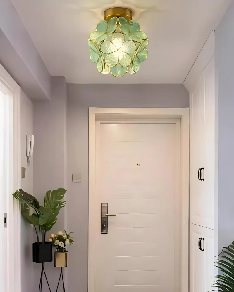 Moderne plafondlamp met bloemdesign in acryl en goudkleurig ijzer – luxe LED designlamp 20 cm | Sansoti