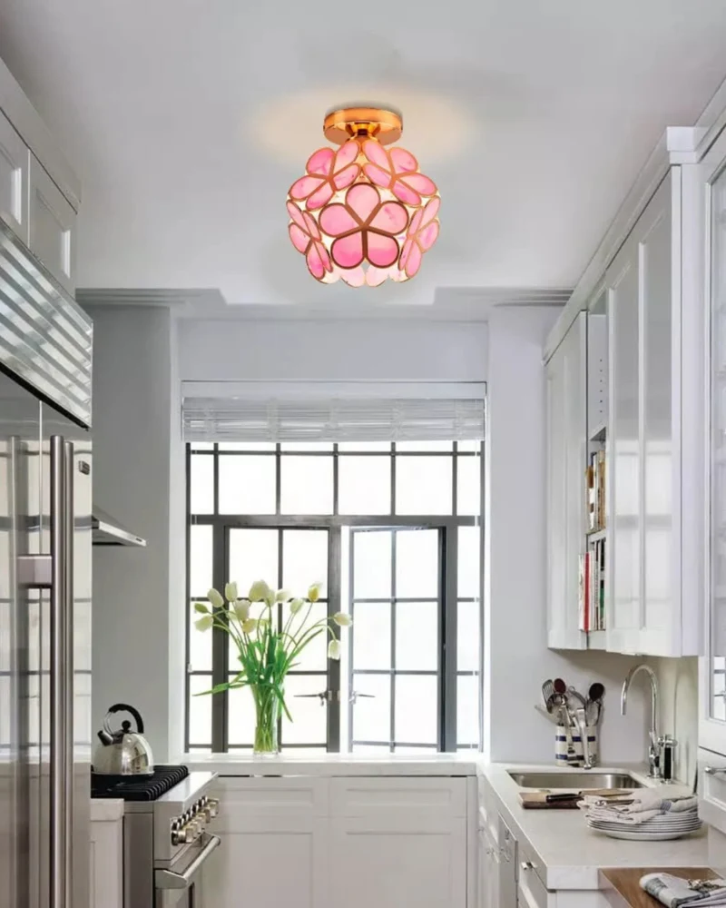 Moderne plafondlamp met bloemdesign in acryl en goudkleurig ijzer – luxe LED designlamp 20 cm | Sansoti