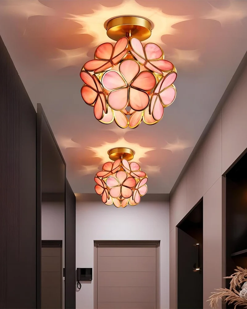Moderne plafondlamp met bloemdesign in acryl en goudkleurig ijzer – luxe LED designlamp 20 cm | Sansoti