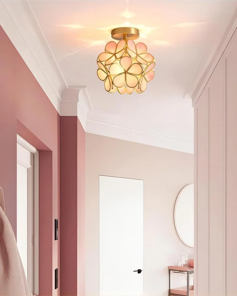 Moderne plafondlamp met bloemdesign in acryl en goudkleurig ijzer – luxe LED designlamp 20 cm | Sansoti