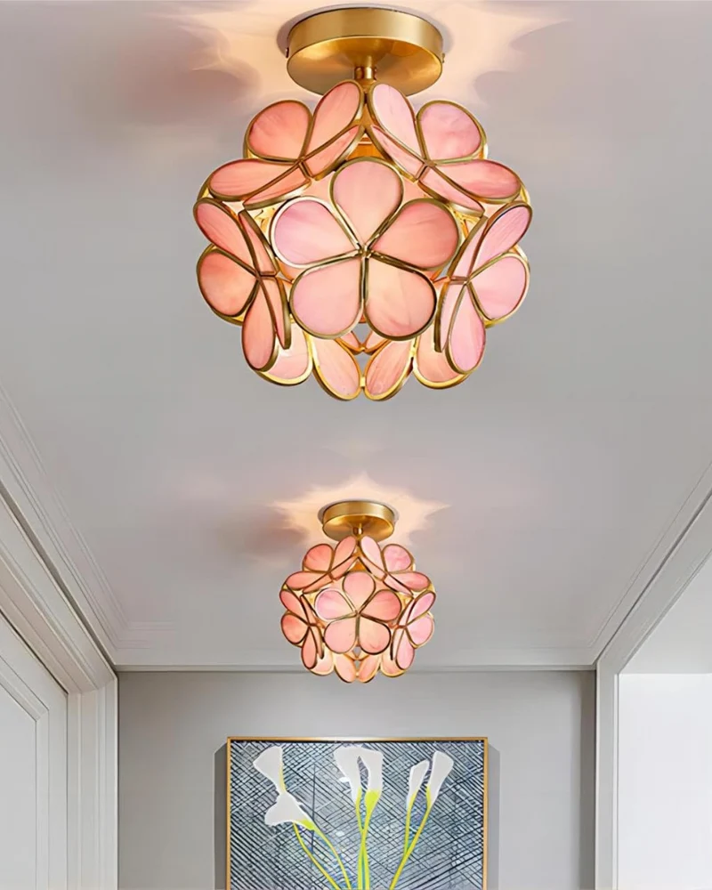 Moderne plafondlamp met bloemdesign in acryl en goudkleurig ijzer – luxe LED designlamp 20 cm | Sansoti