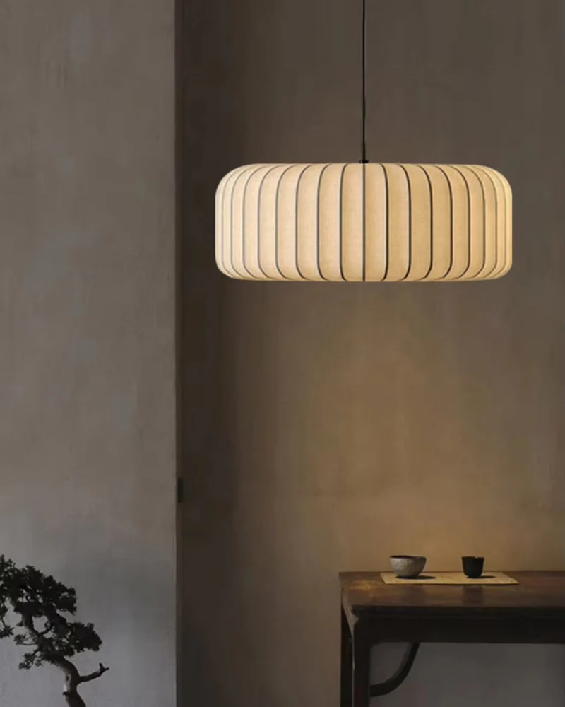 Moderne hanglamp met stoffen lampenkap – minimalistische design plafondlamp in stretchstof voor eetkamer en woonkamer | Sansoti