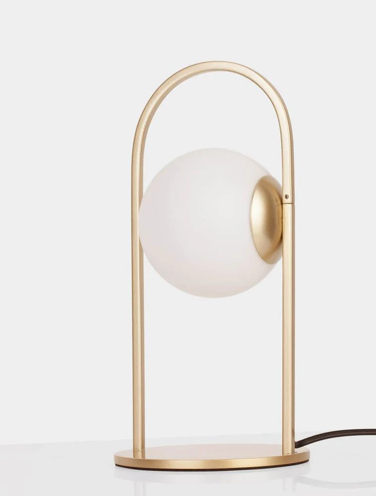 Hook LED Tischleuchte 3000K Gold-Gebürstet, Weiß
