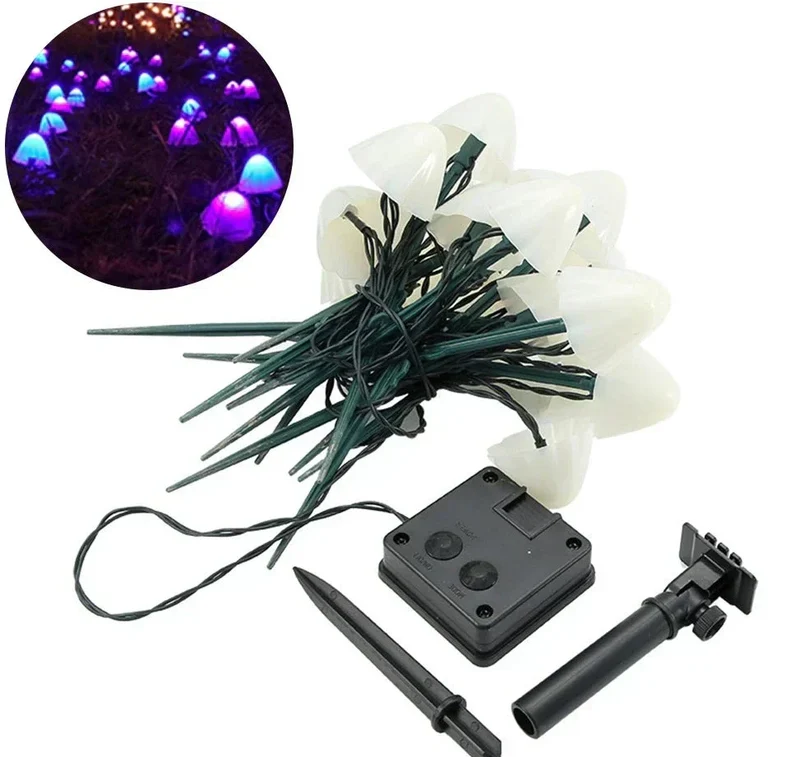 Solar LED Paddenstoelen Lichtsnoer Tuin Waterdicht Decoratief Tuinverlichting Sfeerlicht Buitenverlichting | Sansoti