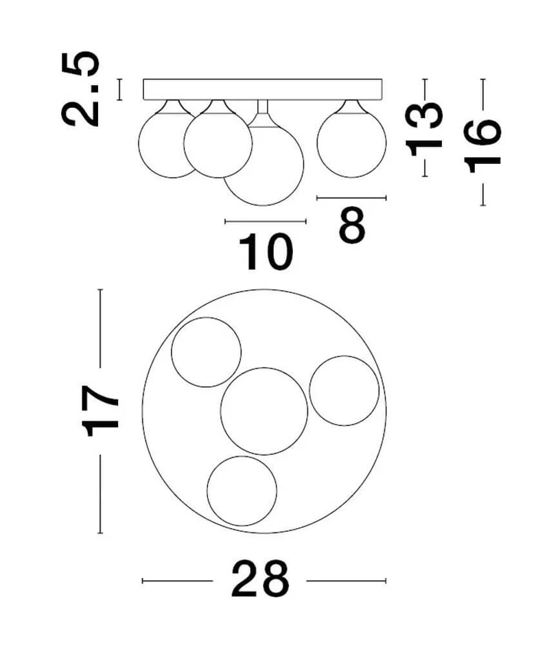 Edem Deckenleuchte 4-flammig Ø 28cm Schwarz, Weiß