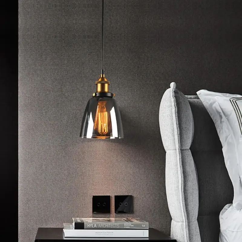 Hanglamp Rookglas Modern Metaal Zwart Goud E27 Industriële Verlichting | Sansoti
