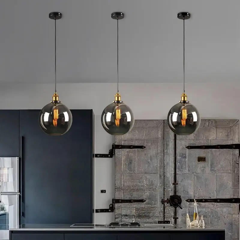 Hanglamp Rookglas Modern Metaal Zwart Goud E27 Industriële Verlichting | Sansoti