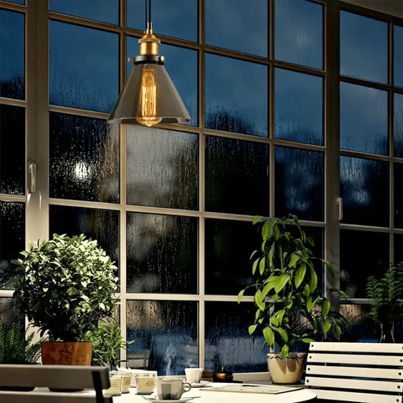 Hanglamp Rookglas Modern Metaal Zwart Goud E27 Industriële Verlichting | Sansoti