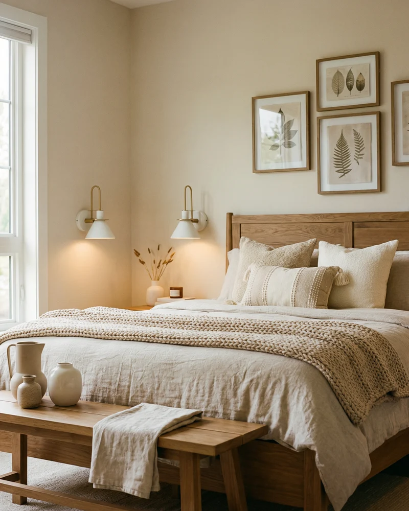Moderne wandlamp van travertin en hout met warm wit licht – minimalistische design muurlamp voor woonkamer en slaapkamer | Sansoti
