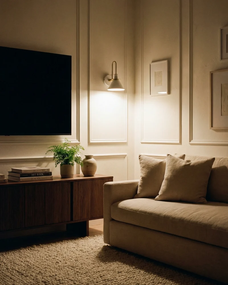 Moderne wandlamp van travertin en hout met warm wit licht – minimalistische design muurlamp voor woonkamer en slaapkamer | Sansoti