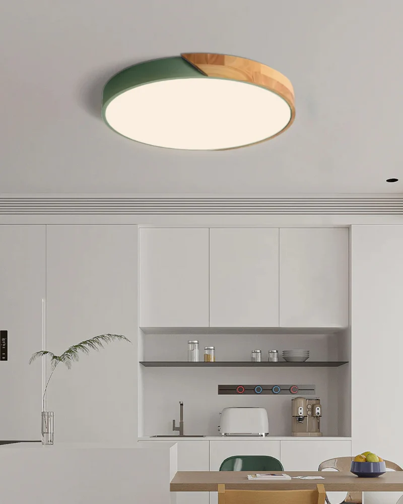 Moderne ronde plafondlamp met houtaccent en LED verlichting – minimalistische designlamp in 23 30 40 50 en 60 cm | Sansoti
