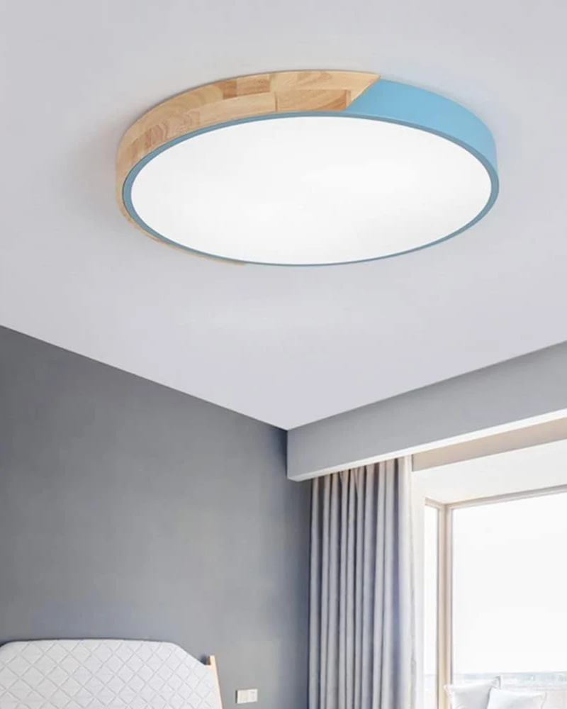 Moderne ronde plafondlamp met houtaccent en LED verlichting – minimalistische designlamp in 23 30 40 50 en 60 cm | Sansoti