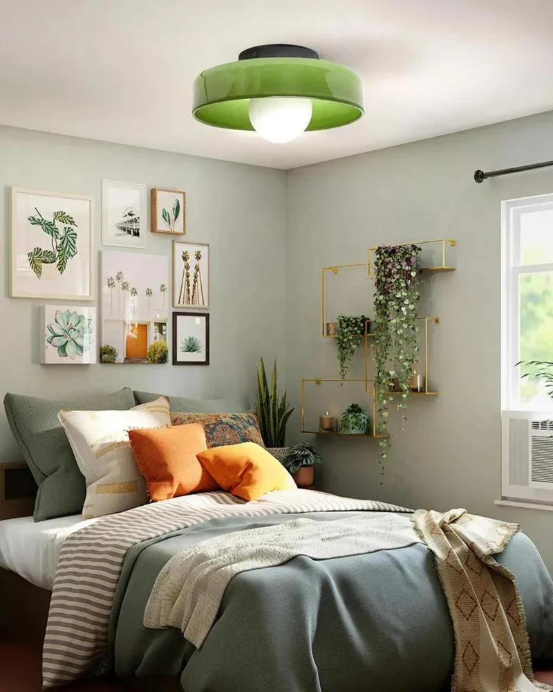 Moderne ronde plafondlamp van glas en ijzer – minimalistische designlamp voor woonkamer en slaapkamer met warme lichtkleur | Sansoti