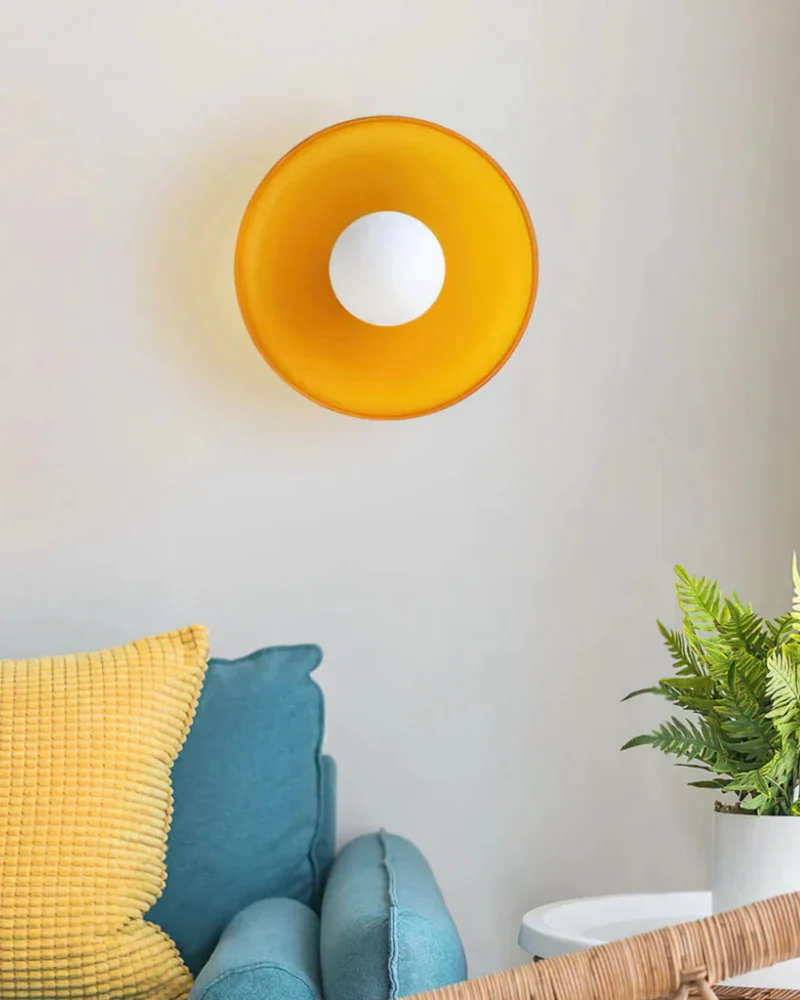 Moderne ronde plafondlamp van glas en ijzer – minimalistische designlamp voor woonkamer en slaapkamer met warme lichtkleur | Sansoti