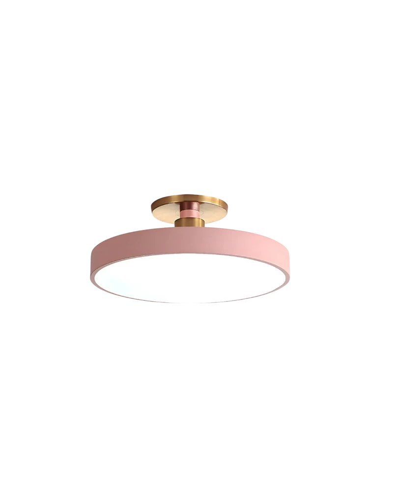 Moderne ronde plafondlamp met goud detail en acryl diffuser – minimalistische semi flush design verlichting voor woonkamer en slaapkamer | Sansoti