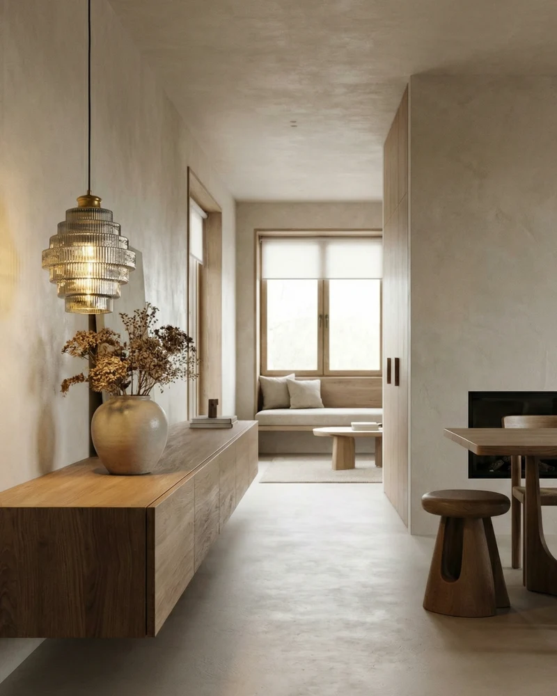 Moderne trapsgewijze glazen hanglamp met gouden detail voor eetkamer en woonkamer – luxe design verlichting | Sansoti