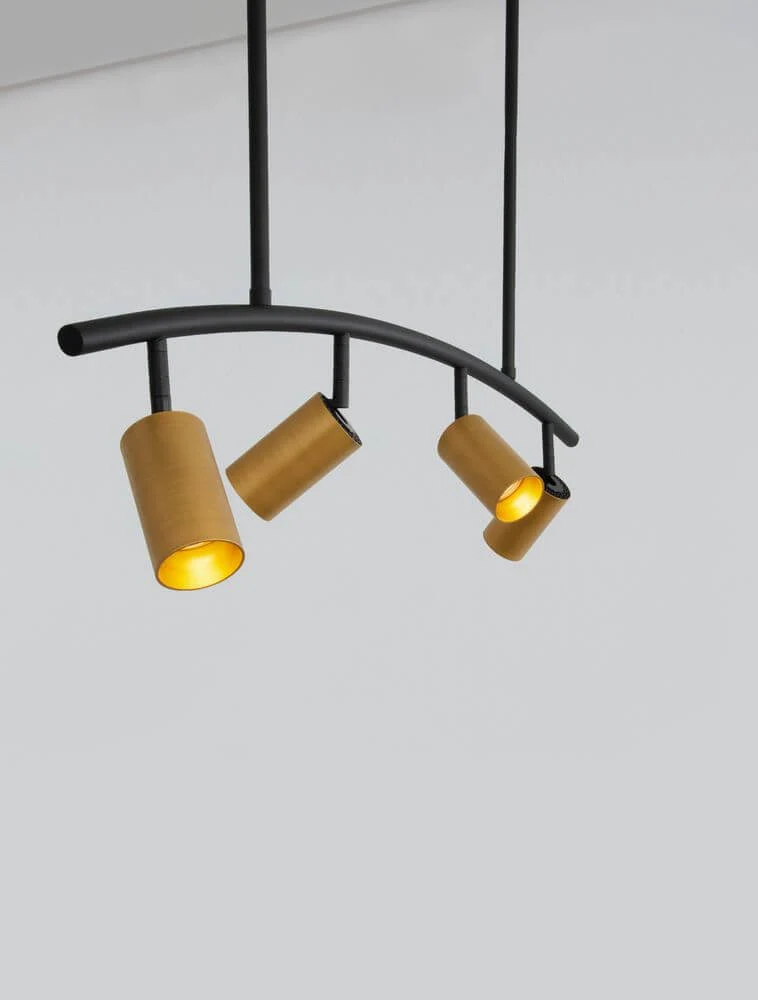 Pogno Pendelleuchte 4-flammig Bogen Schwarz, Gold