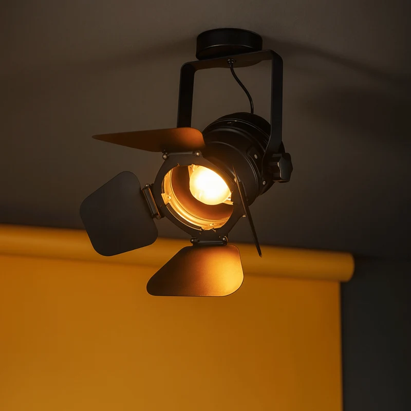 Vintage Plafondspot met Verstelbare Schuurdeuren Industrieel Theaterspot IJzer 22-38cm Metalen Wandlamp | Sansoti