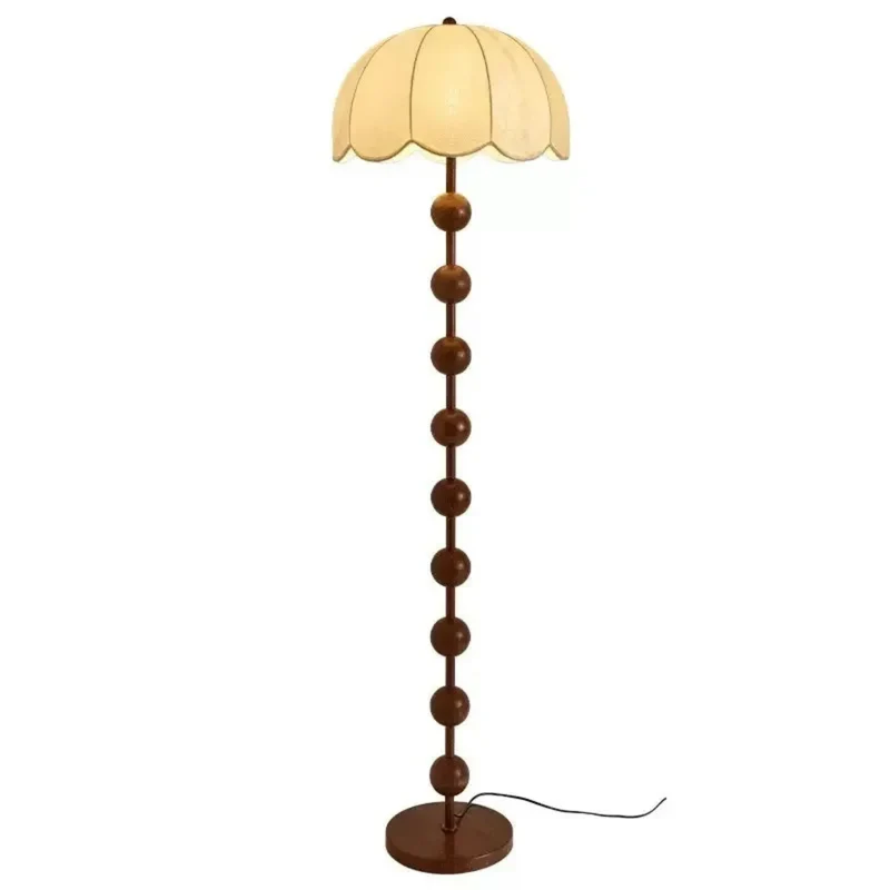 Staande Paddenstoel Lamp Beige 160cm Walnoot Voet Minimalistisch Scandinavisch Design Sfeerverlichting | Sansoti