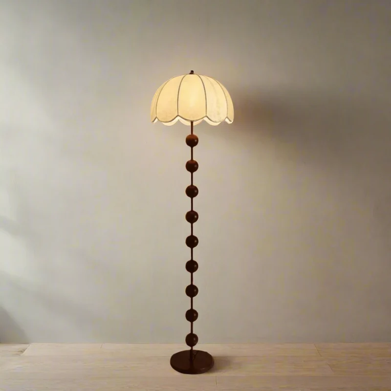 Staande Paddenstoel Lamp Beige 160cm Walnoot Voet Minimalistisch Scandinavisch Design Sfeerverlichting | Sansoti