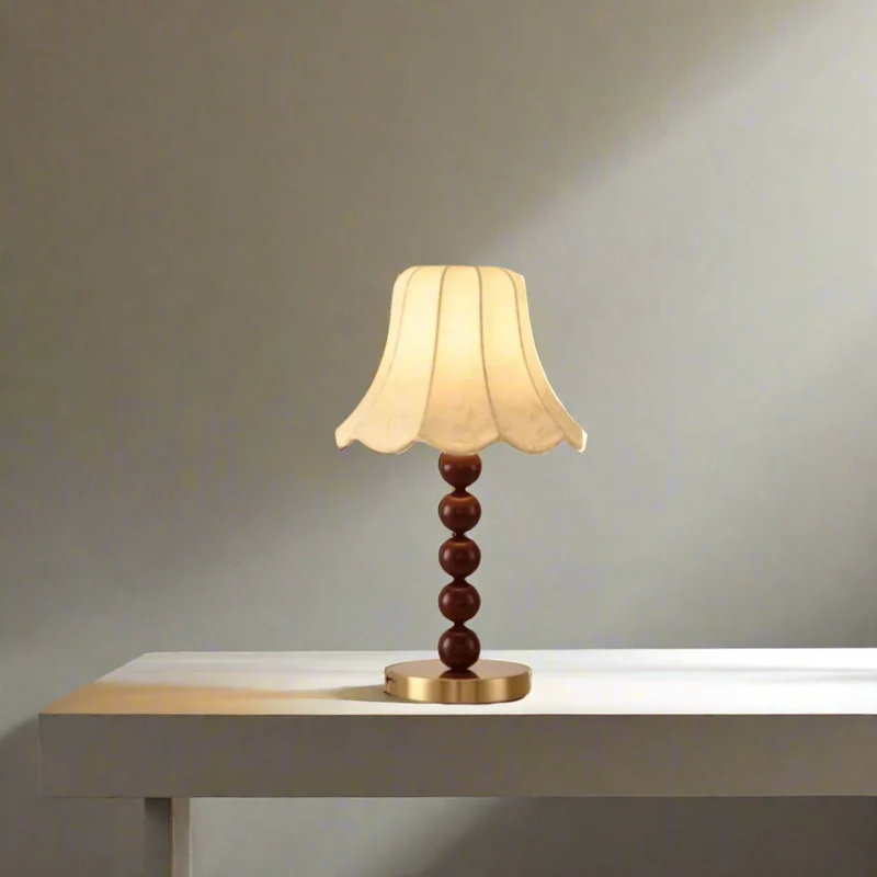 Staande Paddenstoel Lamp Beige 160cm Walnoot Voet Minimalistisch Scandinavisch Design Sfeerverlichting | Sansoti