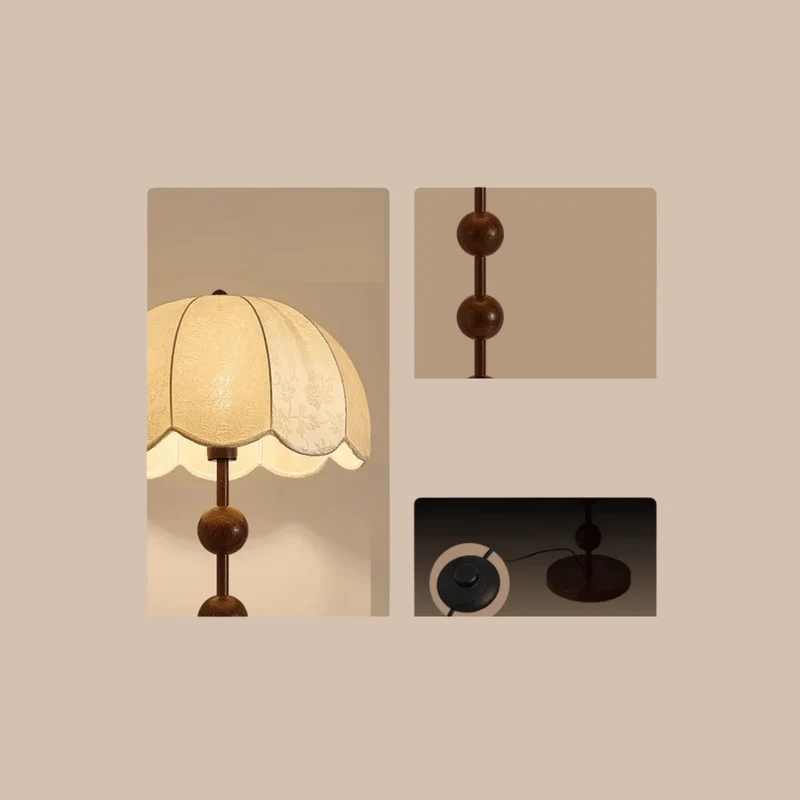 Staande Paddenstoel Lamp Beige 160cm Walnoot Voet Minimalistisch Scandinavisch Design Sfeerverlichting | Sansoti