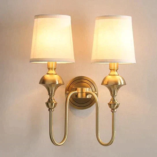 Koperen Wandlamp met Kegel Lampenkap - Enkele of Dubbele Kop - Elegant Design voor Slaapkamer en Gang | Sansoti