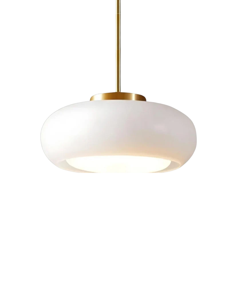 Moderne Plafondlamp Met Gouden Frame En Glazen Kap In Amber Of Wit 3000K Warm Licht | Sansoti