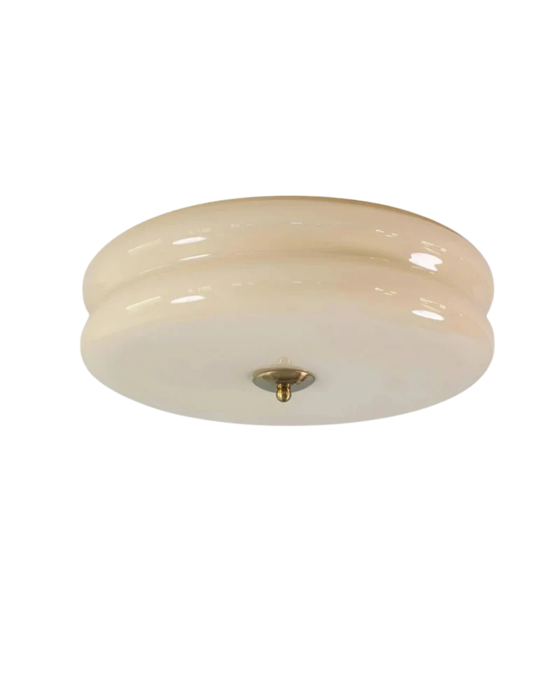 Art Deco Plafondlamp In Beige Met Chroom Accent En Warme Sfeerverlichting | Sansoti