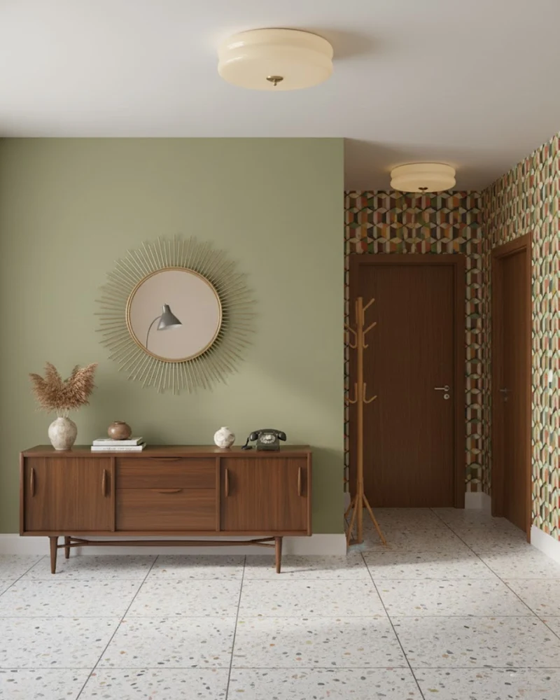 Art Deco Plafondlamp In Beige Met Chroom Accent En Warme Sfeerverlichting | Sansoti