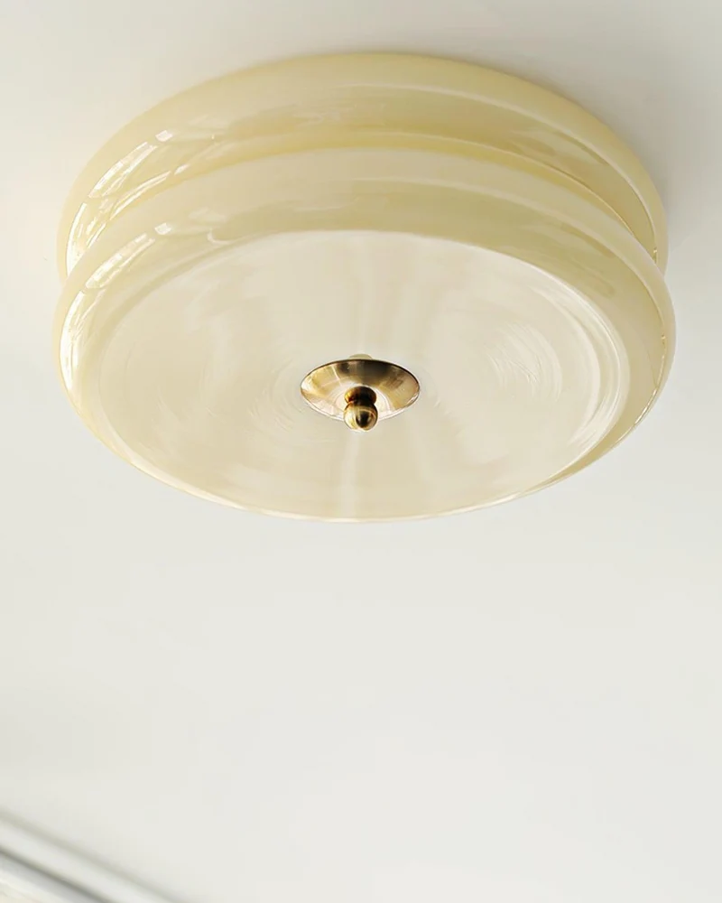 Art Deco Plafondlamp In Beige Met Chroom Accent En Warme Sfeerverlichting | Sansoti